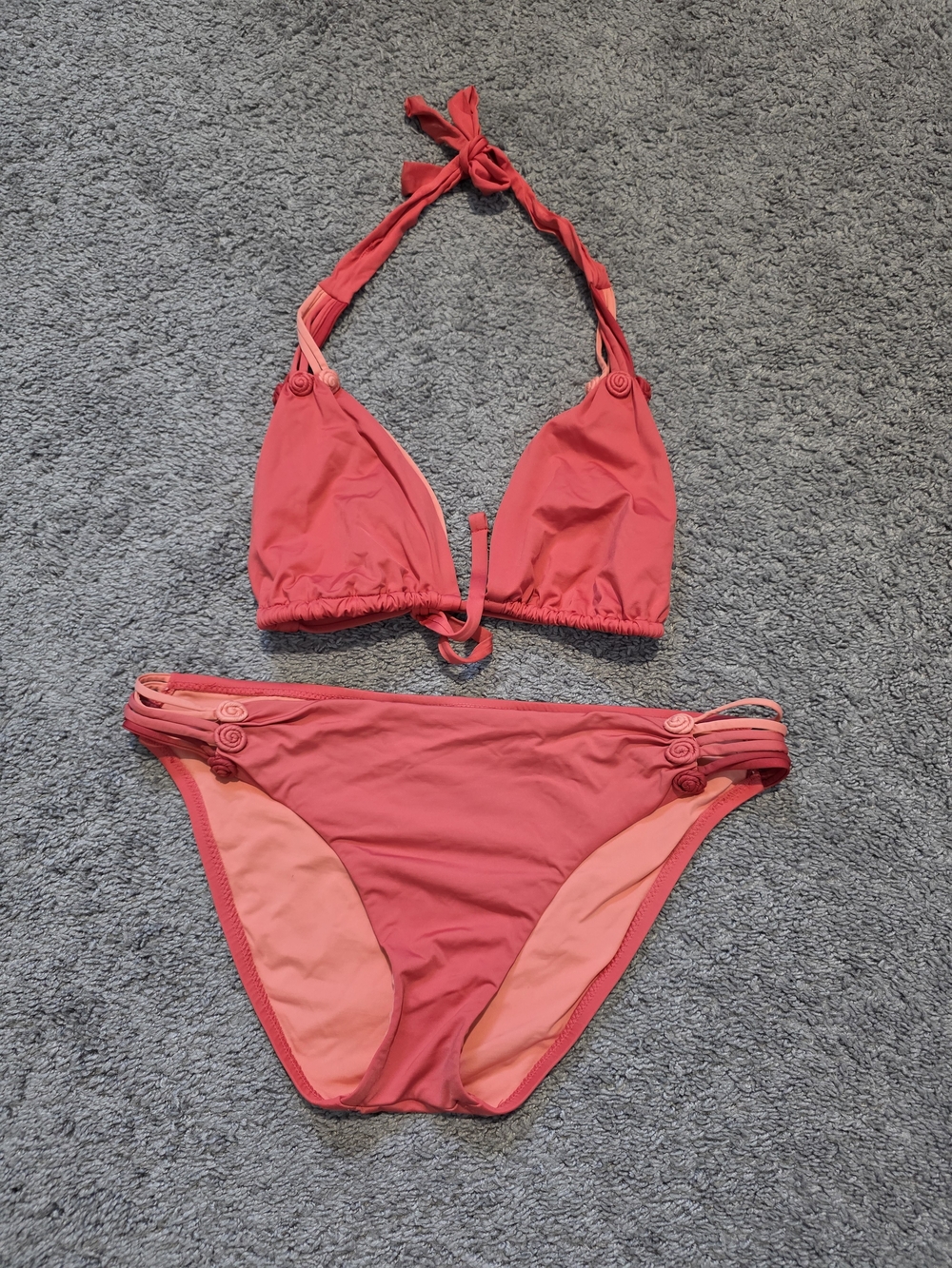 BECCA Women's Coral Halter Bikini Set - Vibrant Pink Two-Piece Swimwear
